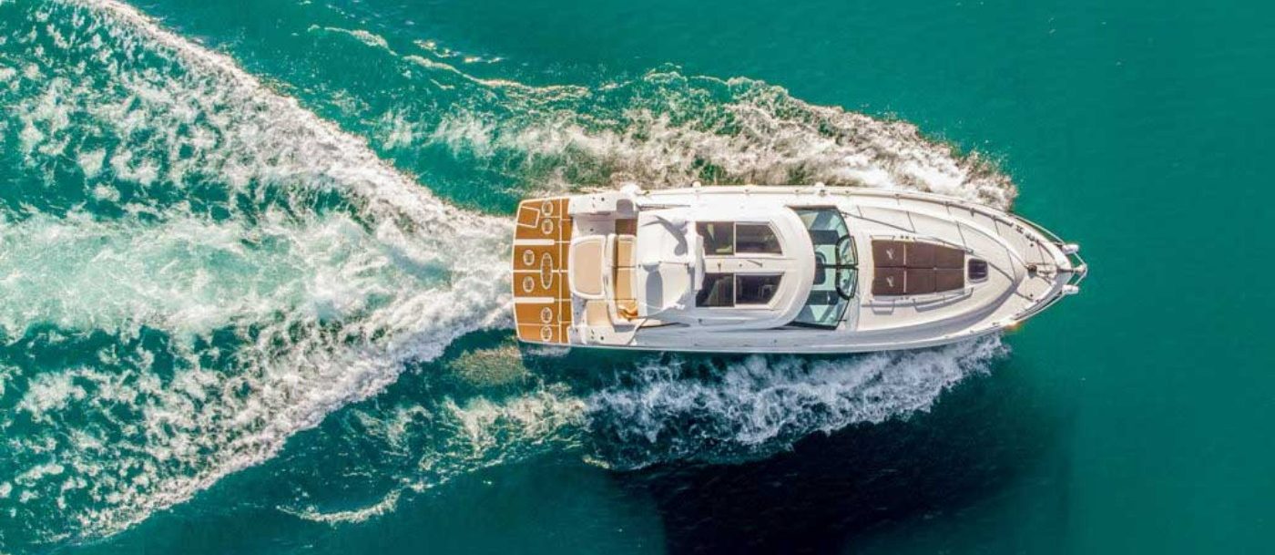 Yacht From Above on Blue Water